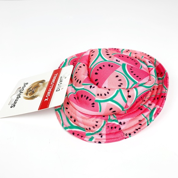 SimplyDog Sun Hat XS/S Small Dogs Cat Watermelon Costume Summer Doggie Cute Pink - Picture 4 of 8